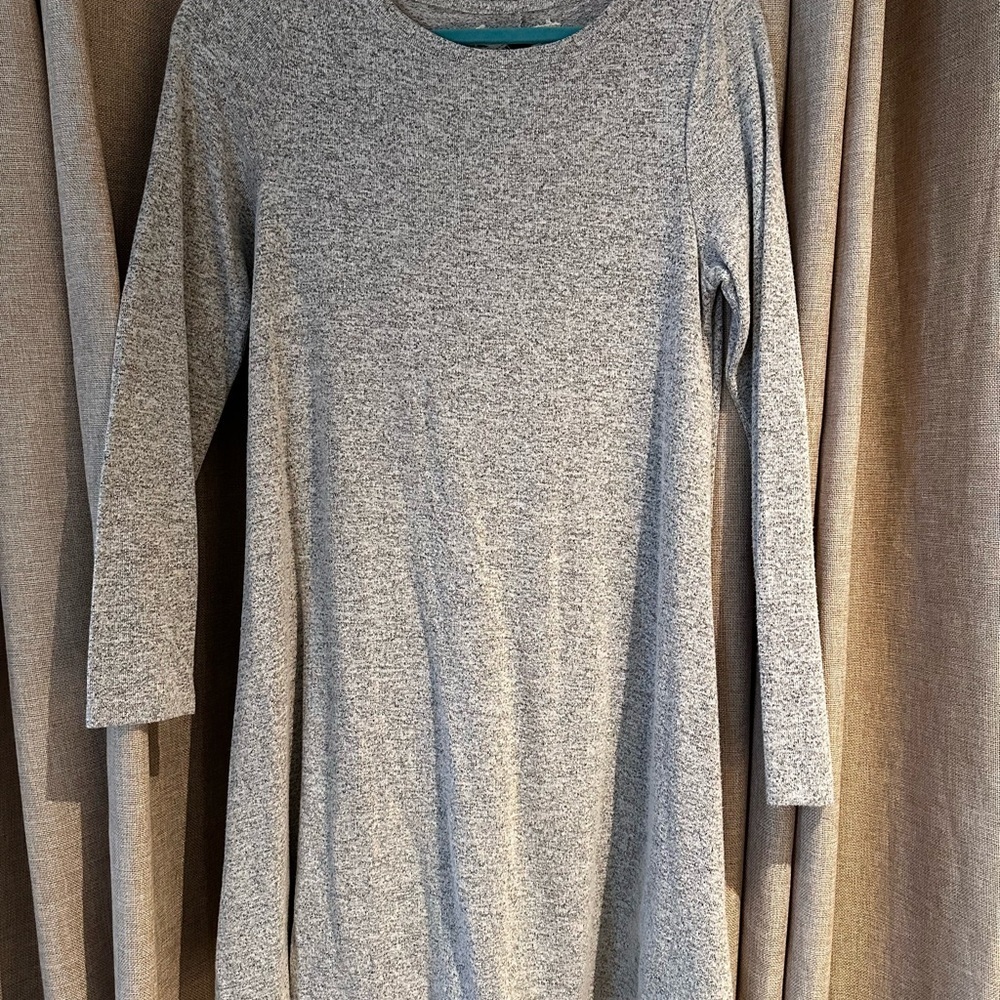 Cupio Heather Gray Long Sleeve Dress with Teal Hanger Accent